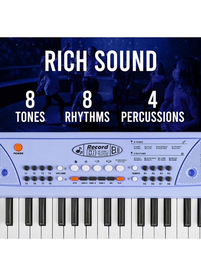Gesto Piano for Kids with Mic Recorder - 37 Keys 8 Rhythms 8 Tones 6 Demos Portable Musical Toys, Keyboard Musical Instrument for Boys Girls | Baby Toy for Age 3 to 14 Years (Blue)