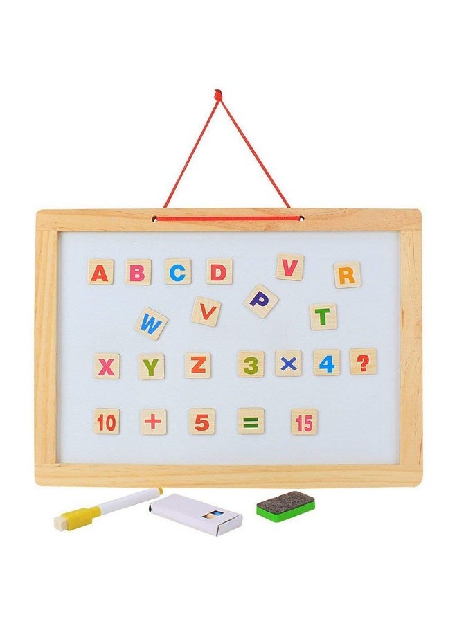 FunBlast Magnetic Double Sided White & Black Wooden Board with Tangram,Letters & Numbers (Size: 37 X 27 CM (Big))