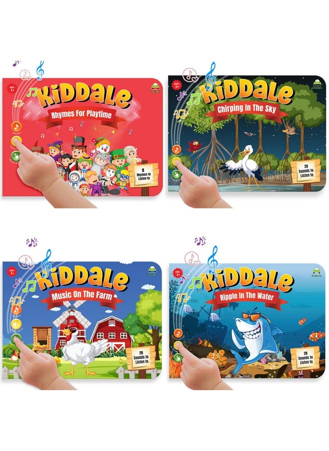 Kiddale Pack of 4 Musical Rhymes Book|8 Classical +16 Rhymes Each for Farm,Aquatic Animals & Birds |28 Sounds Each|Interactive Touch n Play Sound Book|Best Muiscal Gift for 1-3 Years|Sing Along Books