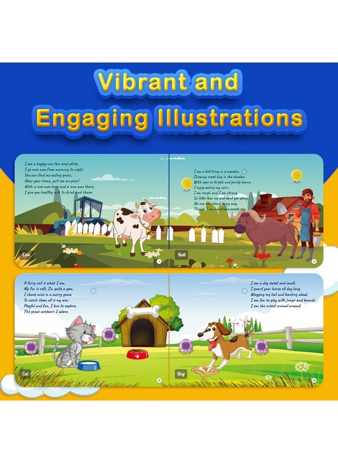 Kiddale Pack of 4 Musical Rhymes Book|8 Classical +16 Rhymes Each for Farm,Aquatic Animals & Birds |28 Sounds Each|Interactive Touch n Play Sound Book|Best Muiscal Gift for 1-3 Years|Sing Along Books