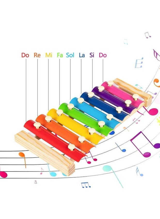 Webby Colorful Hand Knock Xylophone Toy with 8 Different Tones and 2 Wooden Mallets for Kids