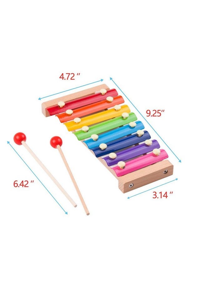 Webby Colorful Hand Knock Xylophone Toy with 8 Different Tones and 2 Wooden Mallets for Kids