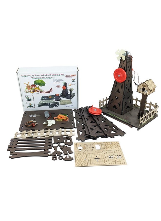 StepsToDo Farm Windmill Making Kit. DIY Wind Turbine Science Kit. Experimental Kit to Study Wind Power. Windmill Generator Working Model. Windmill Making Kit.