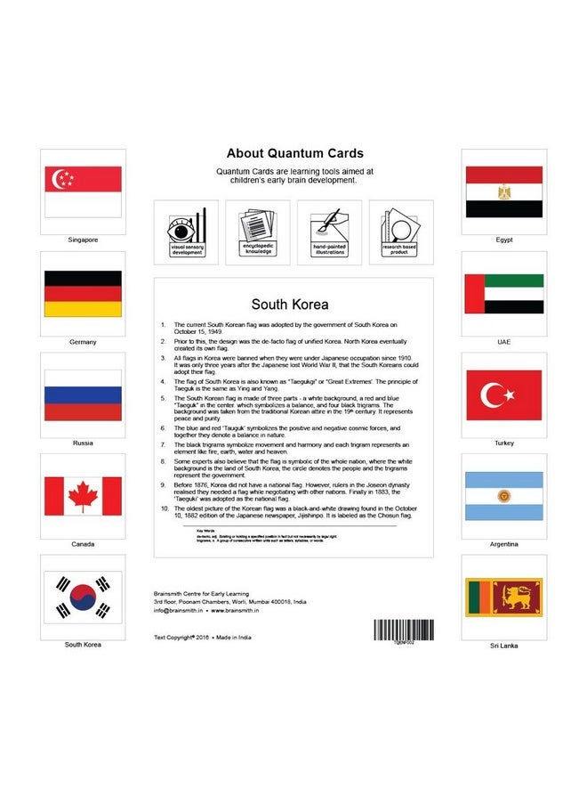 Brainsmith Quantum Flash Cards, National Flags - Educational Flashcard Set for Brain Development of Toddlers and Kids (8 months to 8 years)