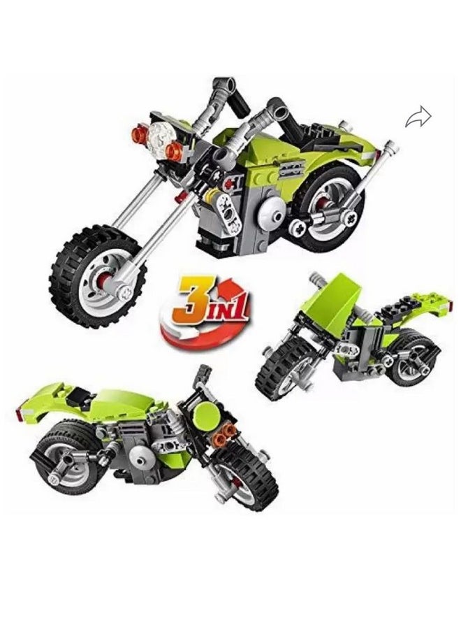 PLUSPOINT 3 in 1 Bike Architect Blocks Brick Toys Motor Bike Building Blocks Set 129+ Pieces | Crusier Bike,Sports Bike Models Educational Construction Learning Brick STEM DIY Toy for Kids & Adults