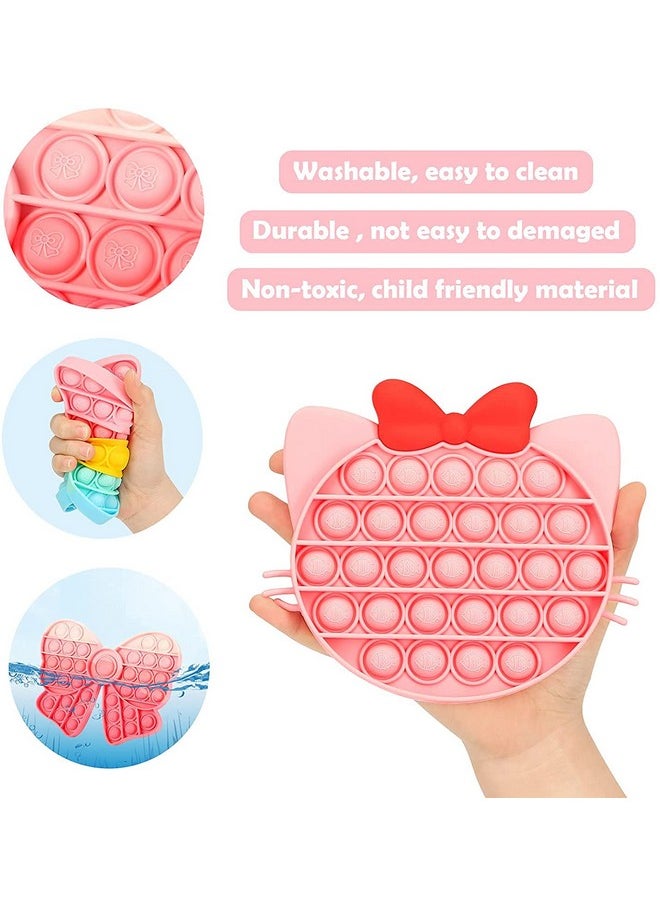 PLUSPOINT Hello Kitty pop Pink Pop Fidget Toy, Push Pop Bubble Fidget Sensory Toy for Kids and Adults, Fidget Popper Stress Reliever- Many Shapes Sensory Fidget (Kitty+ Bow)
