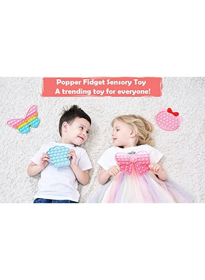 PLUSPOINT Hello Kitty pop Pink Pop Fidget Toy, Push Pop Bubble Fidget Sensory Toy for Kids and Adults, Fidget Popper Stress Reliever- Many Shapes Sensory Fidget (Kitty+ Bow)