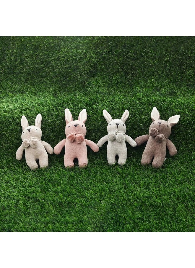 Pluchi Toto Bear Cotton Knitted Stuffed Soft Rattle Toys (20cm X 12cm) (Spring Dust Melange)