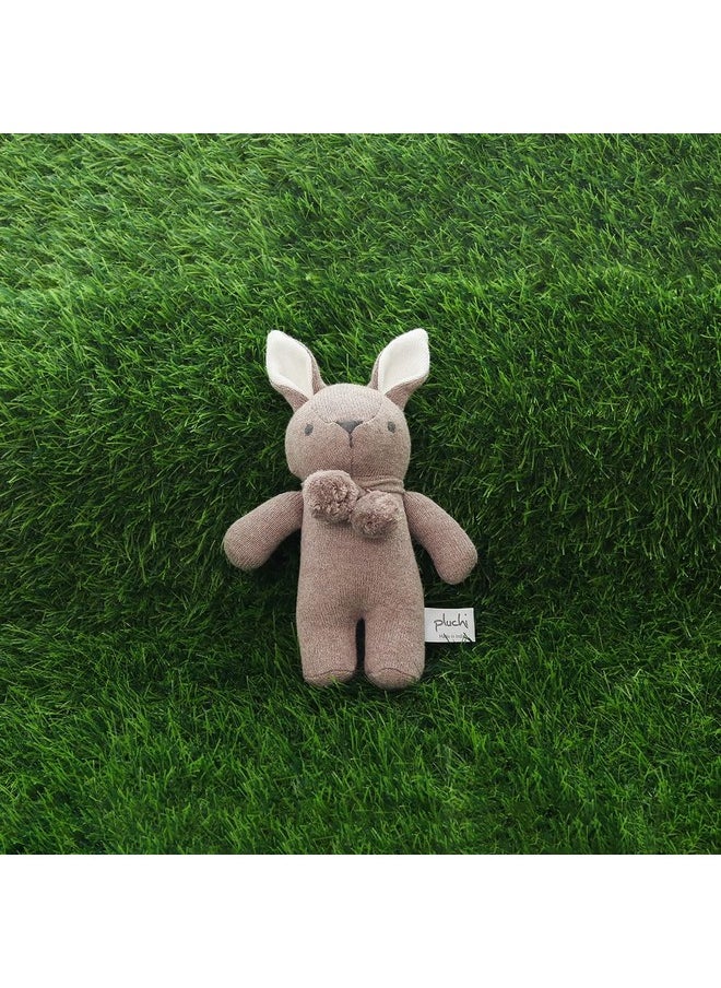 Pluchi Toto Bear Cotton Knitted Stuffed Soft Rattle Toys (20cm X 12cm) (Spring Dust Melange)