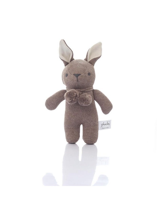 Pluchi Toto Bear Cotton Knitted Stuffed Soft Rattle Toys (20cm X 12cm) (Spring Dust Melange)