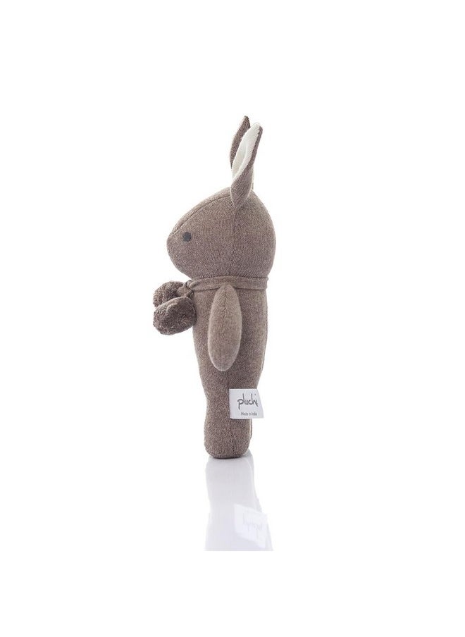 Pluchi Toto Bear Cotton Knitted Stuffed Soft Rattle Toys (20cm X 12cm) (Spring Dust Melange)