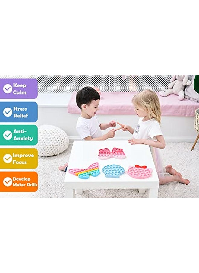 PLUSPOINT Unicorn Shape Pop it 3pc Set Pop Fidget Toy, Push Pop Bubble Fidget Sensory Toy for Kids and Adults, Fidget Popper Stress Reliever- Many Shapes Sensory Fidget (Unicorn +3 Pc)