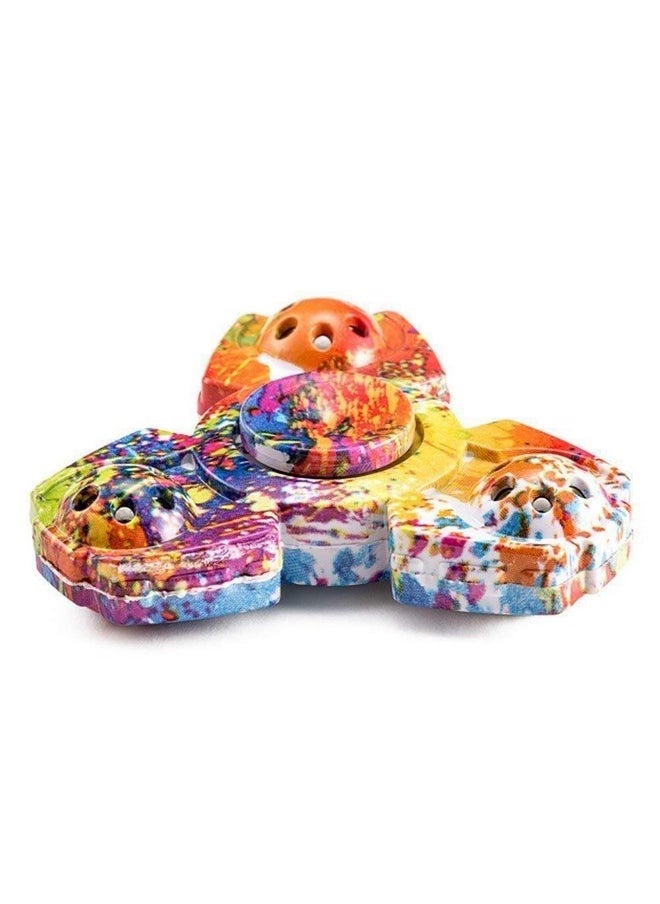 Premsons® Hand Spinner Desk Toy - High Speed Smooth Finger Spin Sensory Fidget Stress Relief Game Play for Kids & Adults - Birthday Party Gift - Combo - Rainbow Splash Triangular Head + Grey Football