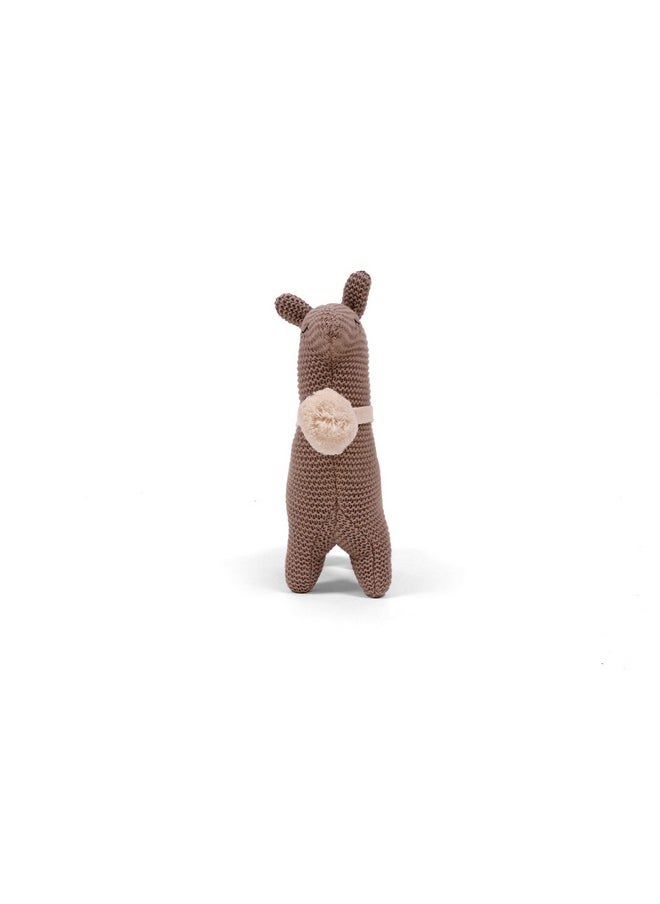 Pluchi Sweet Llama Cotton Knitted Stuffed/Plush/Soft Toy for Babies and Kids (Stone)
