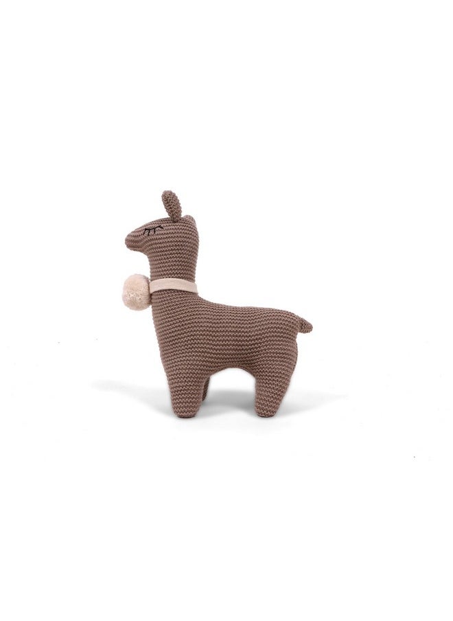 Pluchi Sweet Llama Cotton Knitted Stuffed/Plush/Soft Toy for Babies and Kids (Stone)