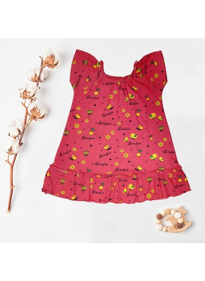 LuvLap Half Sleeve Frock, for Baby, Infants & Toddlers, Multicolour, 100% Cotton, Baby Girl Frock, Baby Girl Clothes, Kids Clothing, Pack of 2