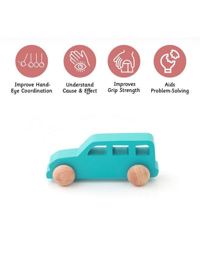 Ariro Wooden Jeep for Toddlers and Infants | Push Wooden Vehicle Toy | 6M-3Y | Helps Child in Grip Strength, Hand-Eye Coordination