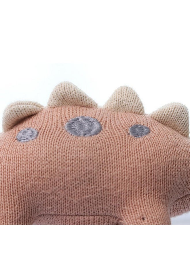 Pluchi Stego Dino Cotton Knitted Stuffed Soft Rattle Toys (16cm X 10cm) (Baby Pink)