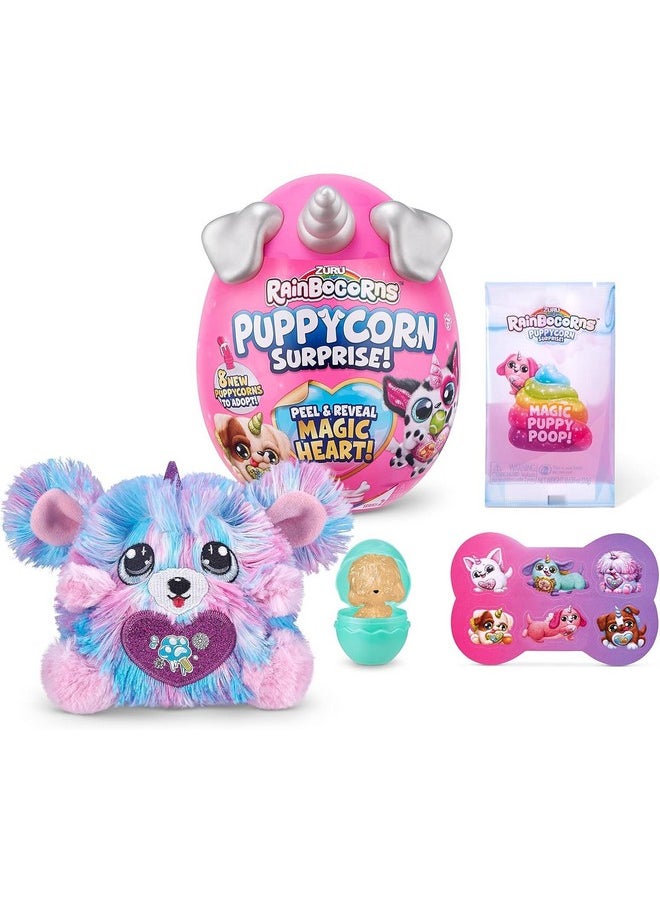 Rainbocorns Sparkle Heart Surprise, Puppycorn Series 2, Puppycorn Surprise, Moxie The Komon - Collectible Plush - 7 Layers of Surprises, Peel and Reveal Heart, Ages 3+ (Komon)