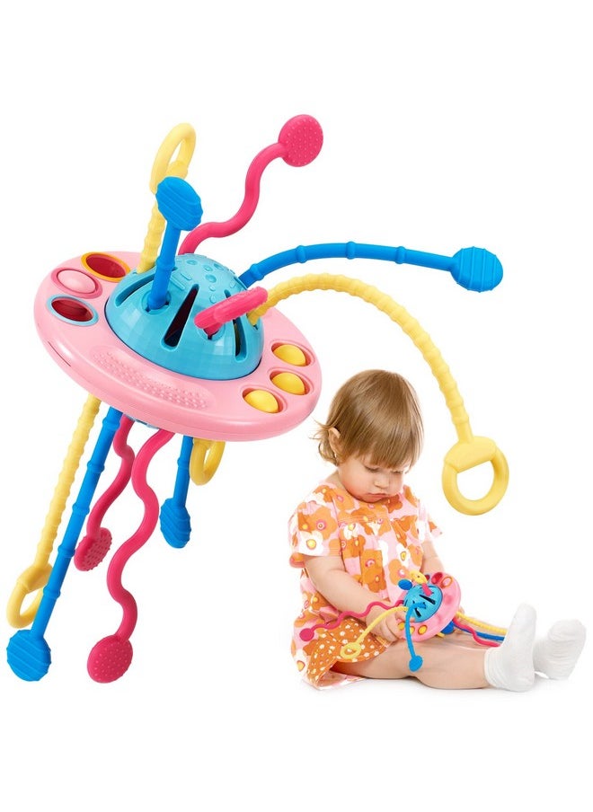 hahaland Pull String Toy - Montessori Toys for 1 Year Old Girl Gifts, Silicone Sensory Toys for Toddlers 1-3, Airplane Toddler Travel Toys Ages 1-2 Stocking Stuffers One Year Old Girl Birthday Gifts
