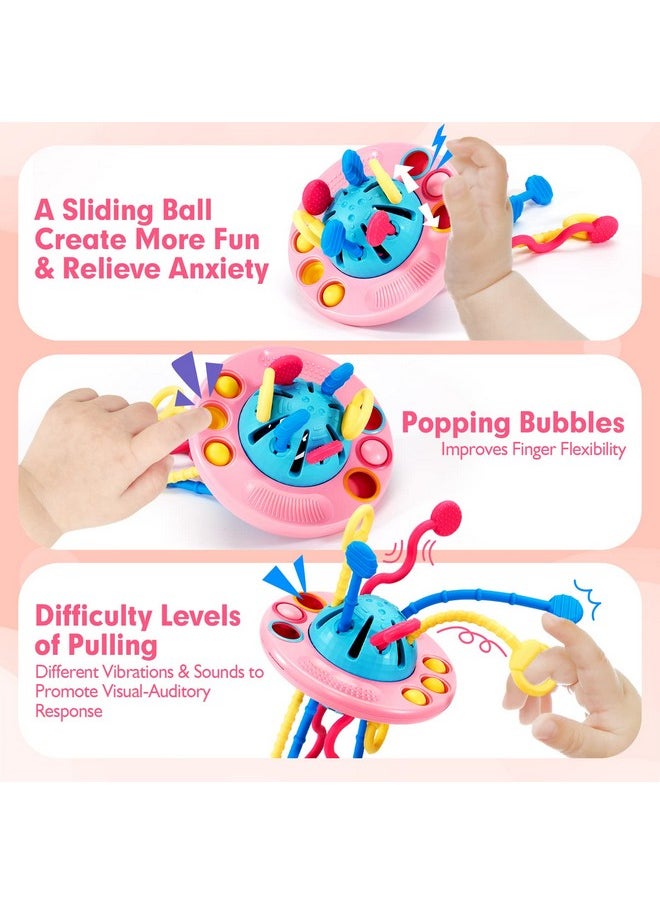 hahaland Pull String Toy - Montessori Toys for 1 Year Old Girl Gifts, Silicone Sensory Toys for Toddlers 1-3, Airplane Toddler Travel Toys Ages 1-2 Stocking Stuffers One Year Old Girl Birthday Gifts
