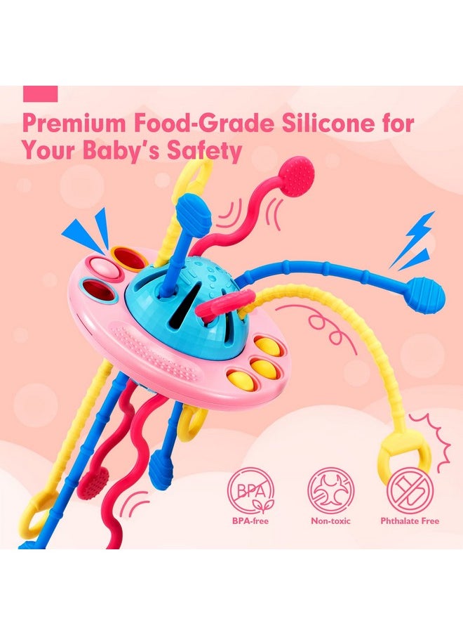 hahaland Pull String Toy - Montessori Toys for 1 Year Old Girl Gifts, Silicone Sensory Toys for Toddlers 1-3, Airplane Toddler Travel Toys Ages 1-2 Stocking Stuffers One Year Old Girl Birthday Gifts