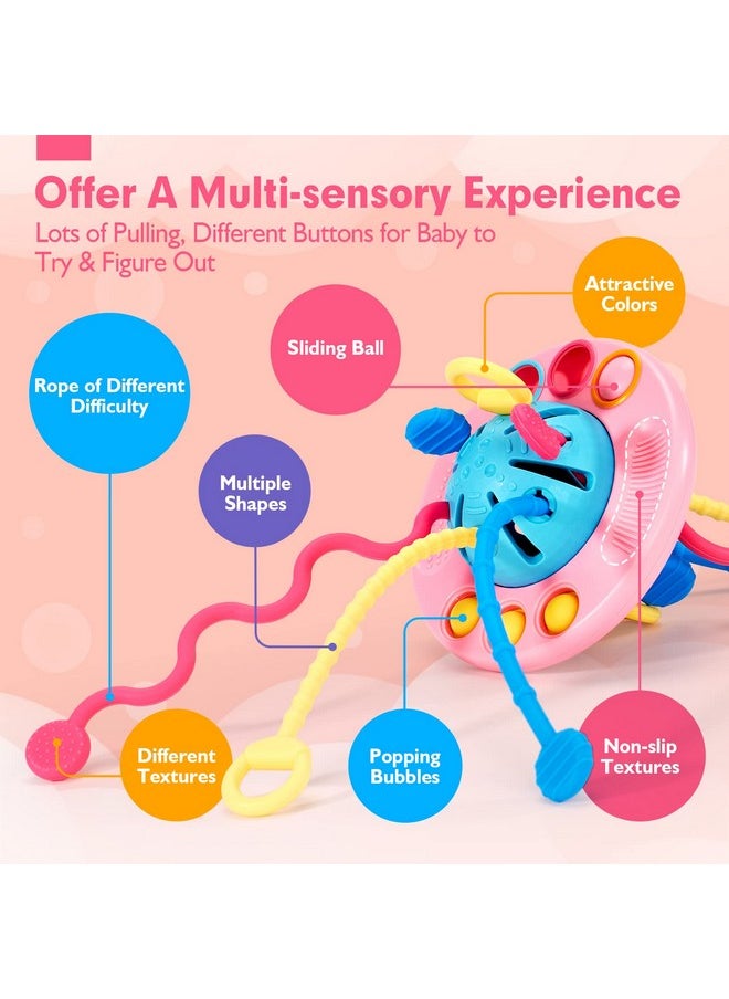 hahaland Pull String Toy - Montessori Toys for 1 Year Old Girl Gifts, Silicone Sensory Toys for Toddlers 1-3, Airplane Toddler Travel Toys Ages 1-2 Stocking Stuffers One Year Old Girl Birthday Gifts