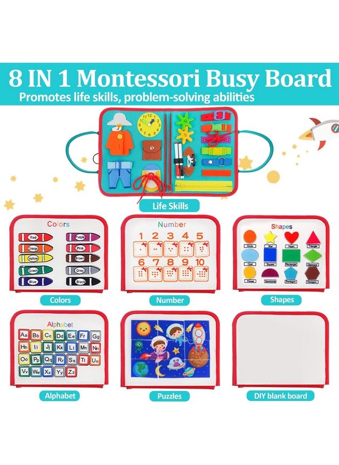 KolorFish Busy Board for Toddlers,Montessori Toys for Boys Girls 1 2 3 Year Old,Early Educational Activity Baby Sensory Toy,Autism Busy Book Travel Toys for Kids 3 4 5 6 7 Year Old (Space Blue)