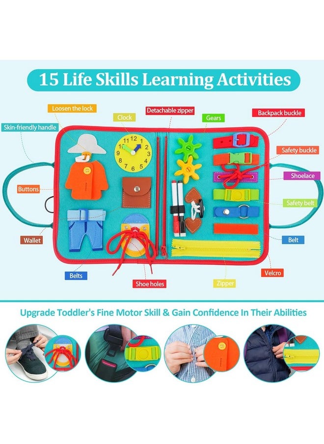 KolorFish Busy Board for Toddlers,Montessori Toys for Boys Girls 1 2 3 Year Old,Early Educational Activity Baby Sensory Toy,Autism Busy Book Travel Toys for Kids 3 4 5 6 7 Year Old (Space Blue)