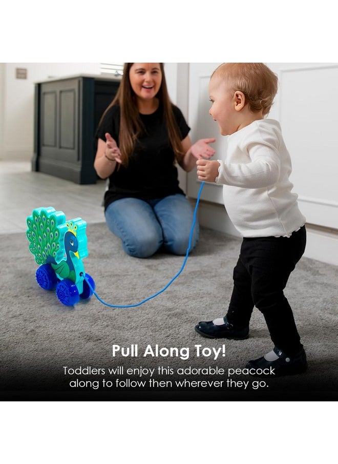 Ratna's Pearl The Peacock Pull Along Toy, Encourages Walking, Rattling Sound, 12 Months & Above, Infant and Preschool Toys