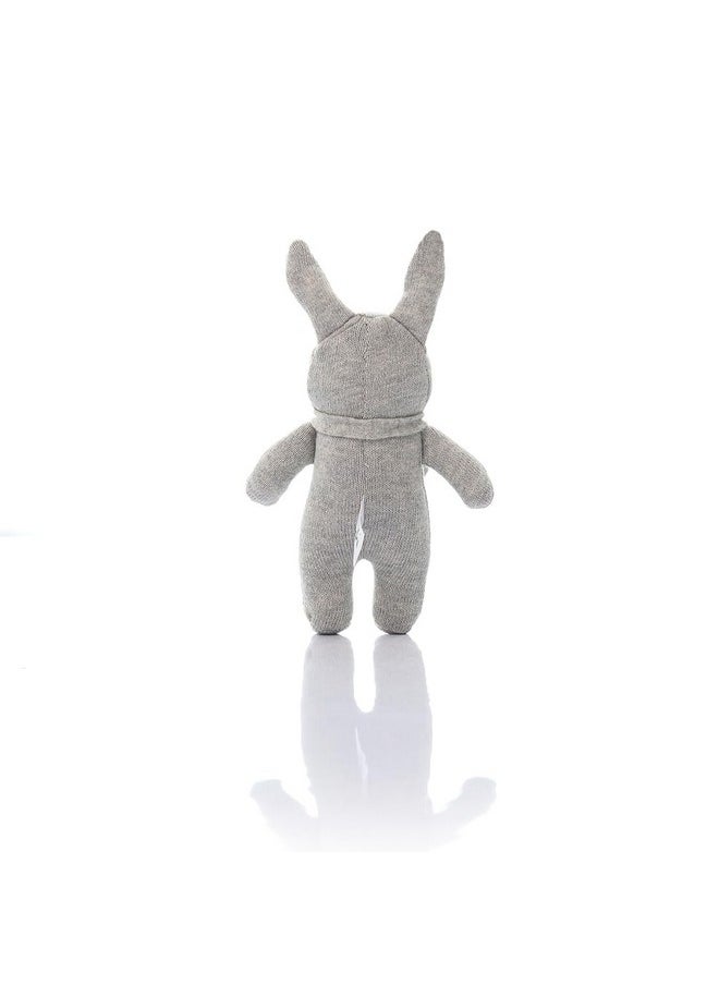 Pluchi Toto Bear Cotton Knitted Stuffed Soft Rattle Toys (20cm X 12cm) (Vanilla Grey Melange)