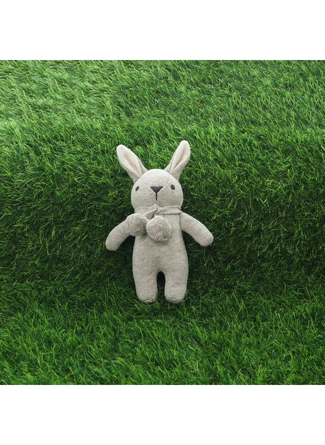 Pluchi Toto Bear Cotton Knitted Stuffed Soft Rattle Toys (20cm X 12cm) (Vanilla Grey Melange)