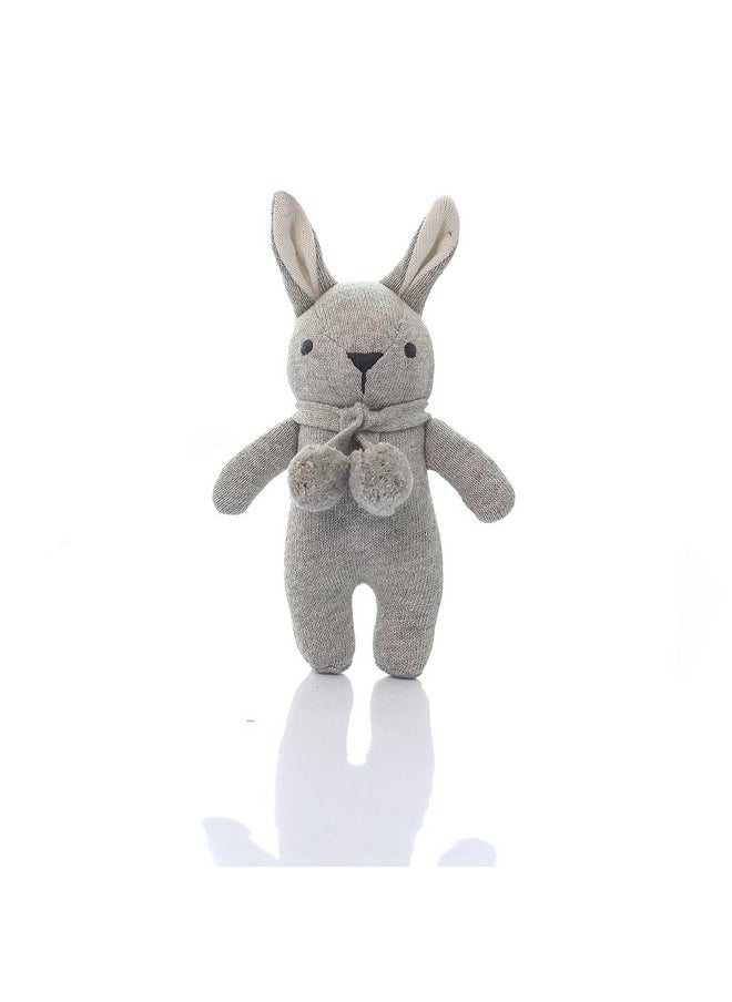 Pluchi Toto Bear Cotton Knitted Stuffed Soft Rattle Toys (20cm X 12cm) (Vanilla Grey Melange)