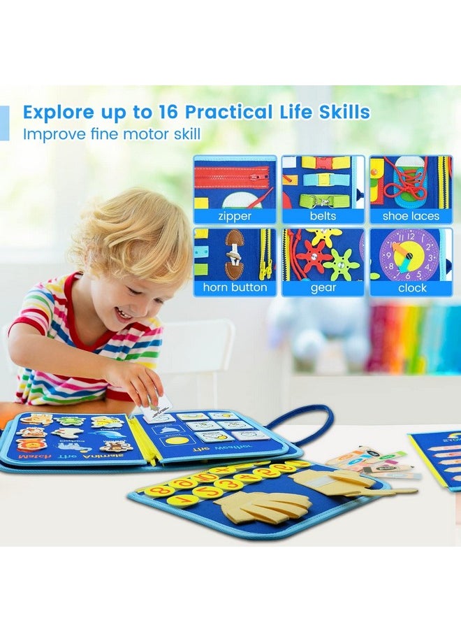 KolorFish Busy Board for Toddlers,Montessori Toys for Boys Girls 1 2 3 Year,Early Educational Activity Baby Sensory Toy,Autism Busy Book Travel Toys for Kids 3 4 5 6 7 Year Old (Transport), Multicolor