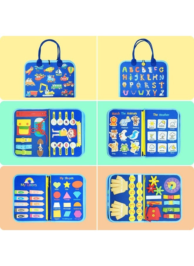 KolorFish Busy Board for Toddlers,Montessori Toys for Boys Girls 1 2 3 Year,Early Educational Activity Baby Sensory Toy,Autism Busy Book Travel Toys for Kids 3 4 5 6 7 Year Old (Transport), Multicolor