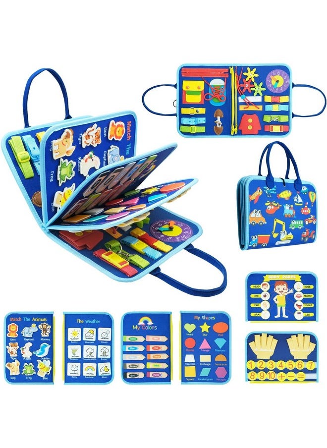 KolorFish Busy Board for Toddlers,Montessori Toys for Boys Girls 1 2 3 Year,Early Educational Activity Baby Sensory Toy,Autism Busy Book Travel Toys for Kids 3 4 5 6 7 Year Old (Transport), Multicolor