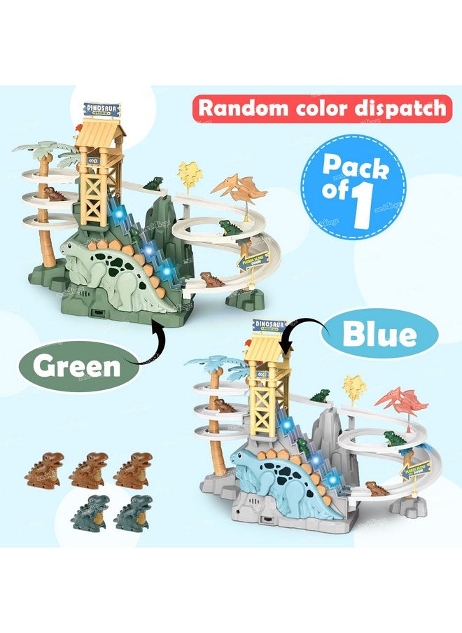 Zest 4 Toyz Dinosaur Climbing Stairs Tracks Slide Toy Set for Kids Musical Dinosaur Orbit Chasing Race Track Game Set