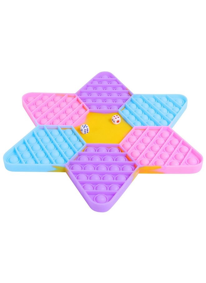 PLUSPOINT Star Pop it Game Pop Fidget Toy with dice, Push Pop Bubble Fidget Sensory Toy for Kids and Adults, Fidget Popper Stress Reliever Sensory Fidget (Star Pop It Game)