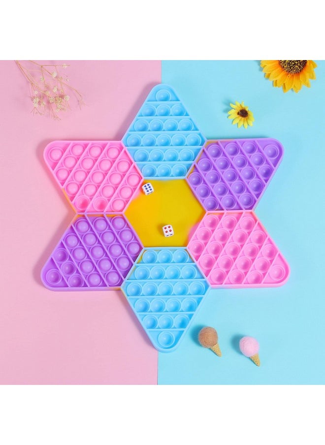 PLUSPOINT Star Pop it Game Pop Fidget Toy with dice, Push Pop Bubble Fidget Sensory Toy for Kids and Adults, Fidget Popper Stress Reliever Sensory Fidget (Star Pop It Game)