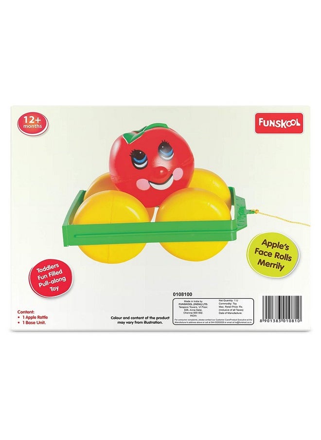 Giggles Funskool, Apple Turnover, Pull Along Toy, Encourages Walking, Rattling Sound, 12 Months & Above, Infant and Preschool Toys