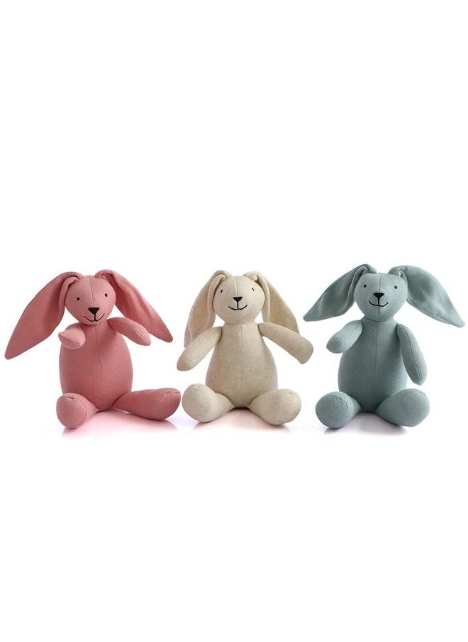 Pluchi Rabbit Cotton Knitted Natural Melange Soft Stuffed Toys for Kids, Toddlers& Babies 35x25x30 CM