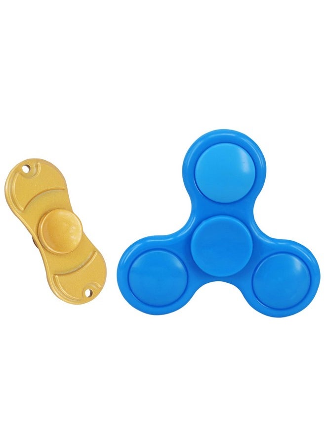 Premsons® Hand Spinner Desk Toy - High Speed Smooth Finger Spin Sensory Fidget Stress Relief Game Play for Kids & Adults - Birthday Party Gift - Combo - Plastic+ Metal Gold Dual