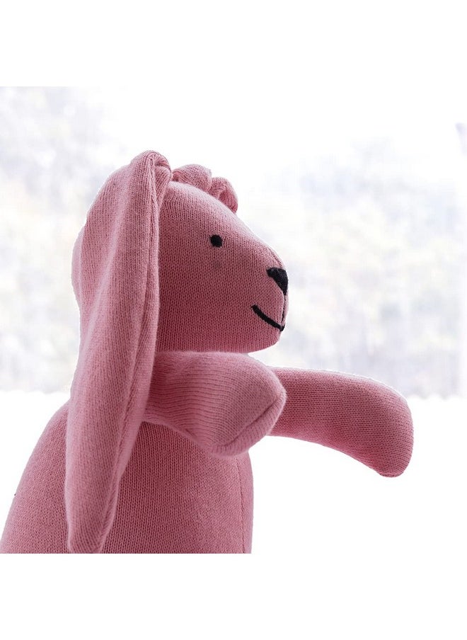Pluchi Rabbit Cotton Knitted Pink Soft Stuffed Toys for Kids, Toddlers& Babies 35x25x30 CM