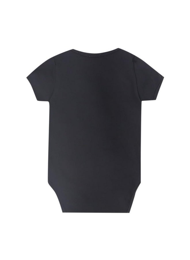 Hopscotch Girls Cotton Blend Overall Set In Black Color For Ages 3-6 Months