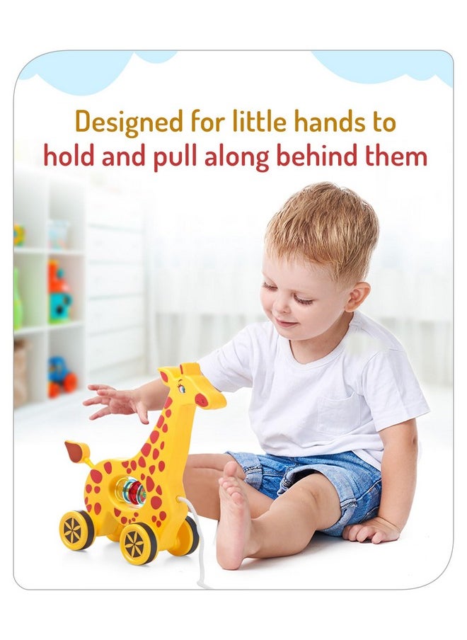 Storio Baby Products Pull Along Toddler Toy, Pull Along Toy with Attractive Design, Developmental Toy for 1 Year Old Girl Boy - Girraffe