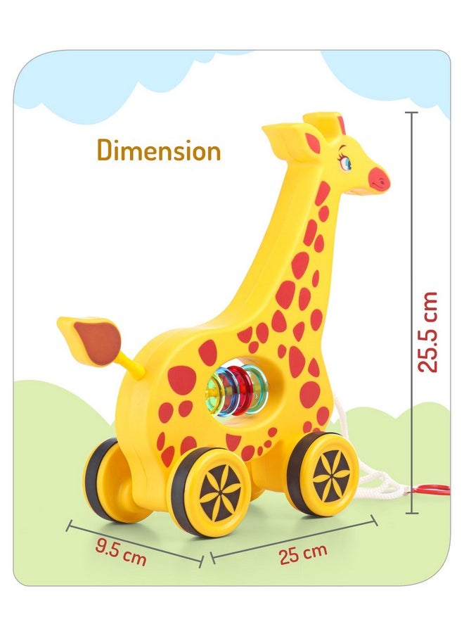 Storio Baby Products Pull Along Toddler Toy, Pull Along Toy with Attractive Design, Developmental Toy for 1 Year Old Girl Boy - Girraffe