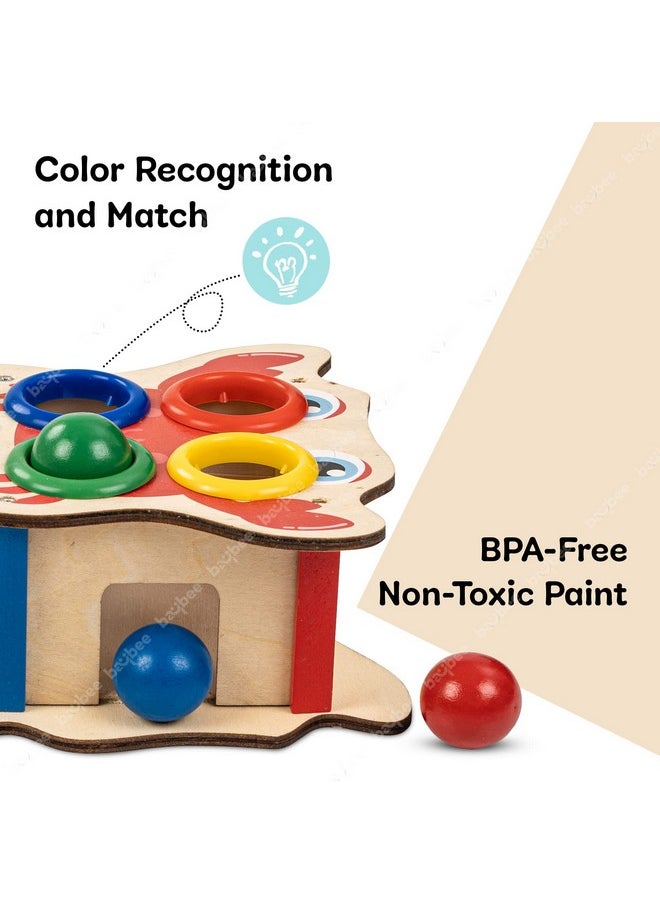 Baybee Wooden Hammer Ball Knock Pounding Bench with Box Case Kids Toys Set, Wooden Hammer Toys Develops Fine Motor & Dexterity Skills, Learning Educational Hammer Toys for Kids 3+ Years (Assorted)