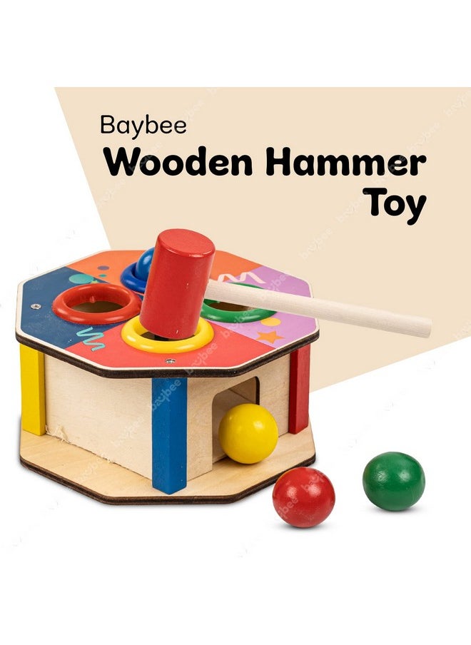 Baybee Wooden Hammer Ball Knock Pounding Bench with Box Case Kids Toys Set, Wooden Hammer Toys Develops Fine Motor & Dexterity Skills, Learning Educational Hammer Toys for Kids 3+ Years (Assorted)