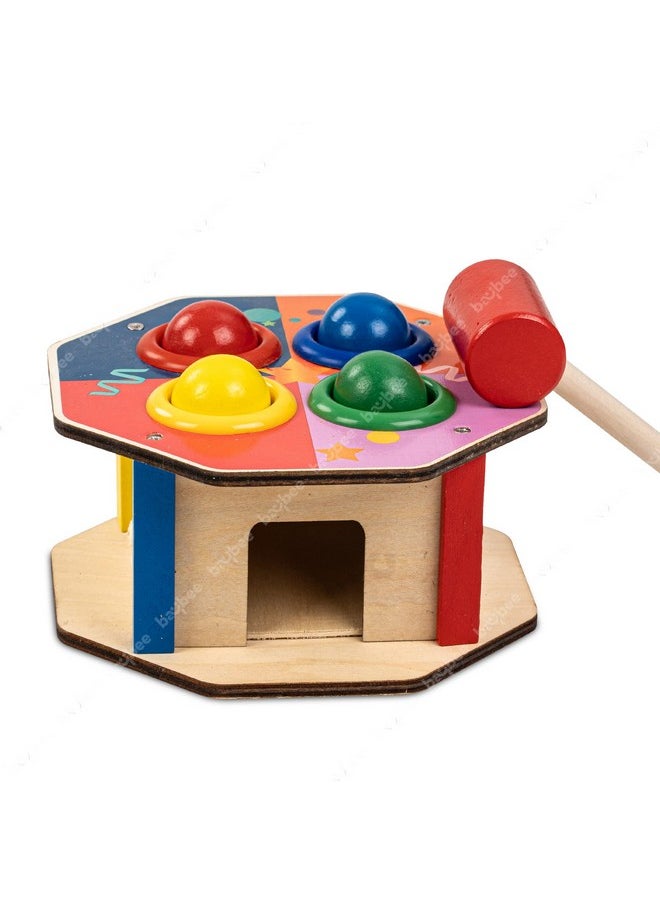 Baybee Wooden Hammer Ball Knock Pounding Bench with Box Case Kids Toys Set, Wooden Hammer Toys Develops Fine Motor & Dexterity Skills, Learning Educational Hammer Toys for Kids 3+ Years (Assorted)