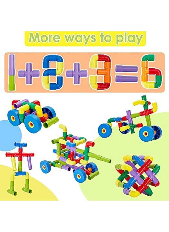 KITI KITS 72pcs Tubular Pipe-Shaped Puzzle Building Blocks | Creative Educational Plastic Water Pipe Toy Set | Colorful Play and Learn Building Block Set